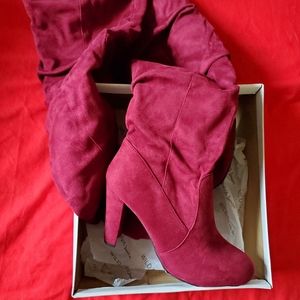 Burgundy Thigh High Boots